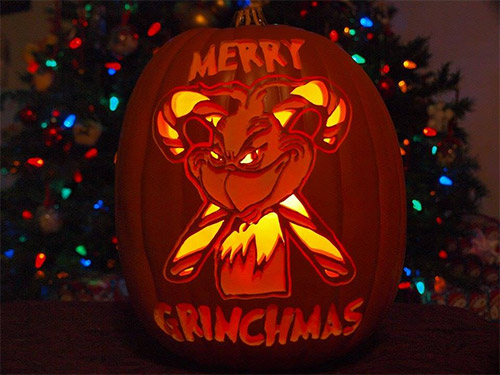 Grinch Christmas pumpkin carving