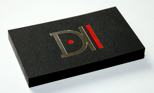 black minimalist hot foil business card
