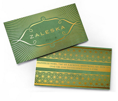 green gold foil business card