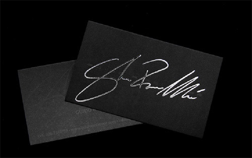 black silver foil business card