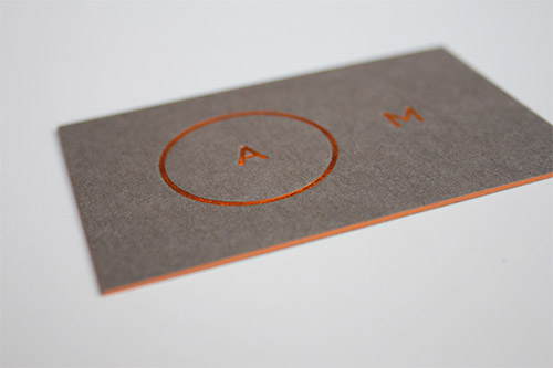 orange foil minimalist business card 