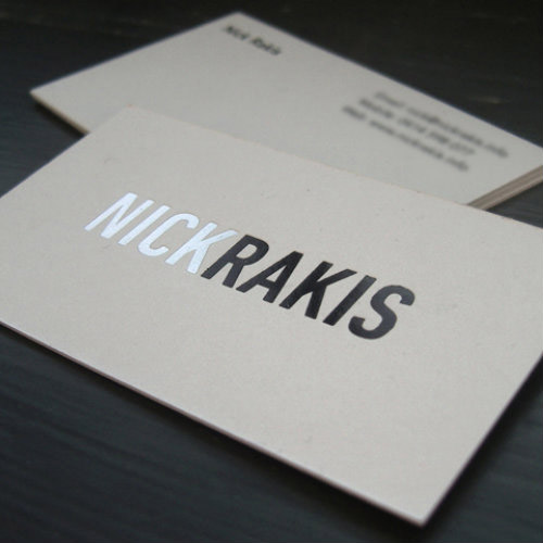 name silver foil business card