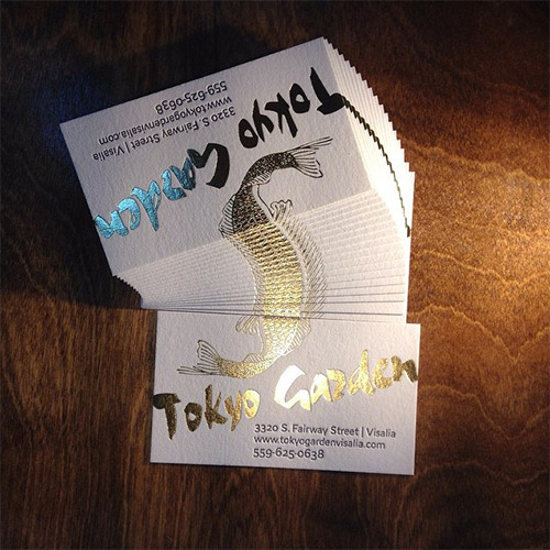 Tokyo fish gold foil business card