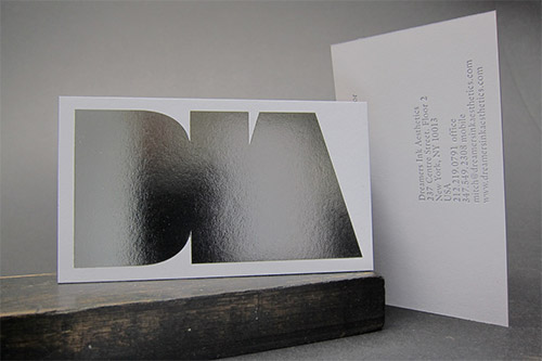 letter silver foil business card