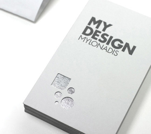 minimalistic silver foil business card design