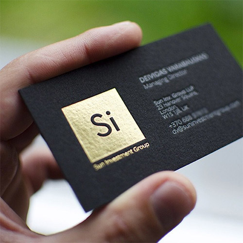 slick gold foil business card