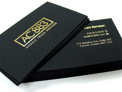 black business card gold foil
