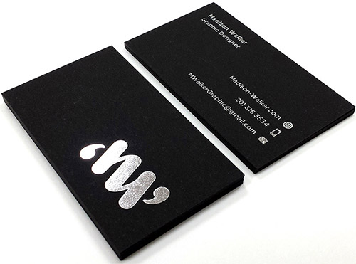 black silver foil business card