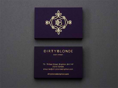 violet gold foil business card