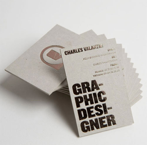 card board business card silver foil