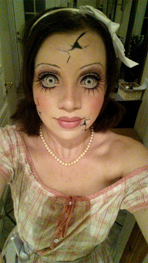 crack doll Halloween makeup
