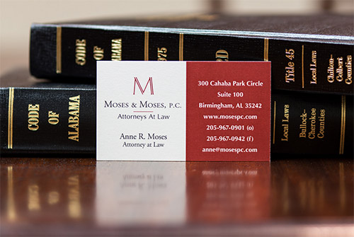 red lawyer business card