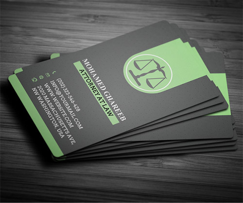 green lawyer business card