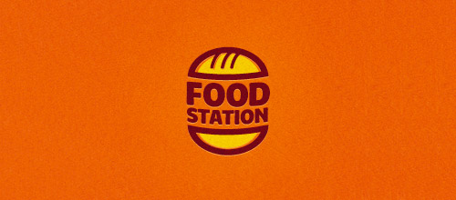 food station burger logo design
