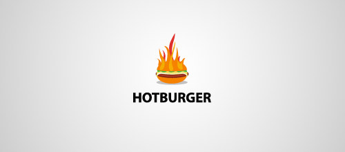 flame burger logo design 