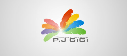 colorful feather logo design