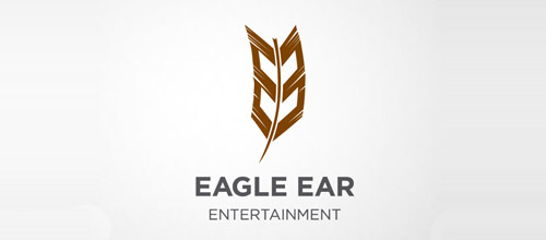 record label logo design feather