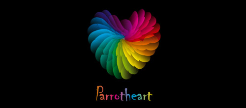 feather heart logo design