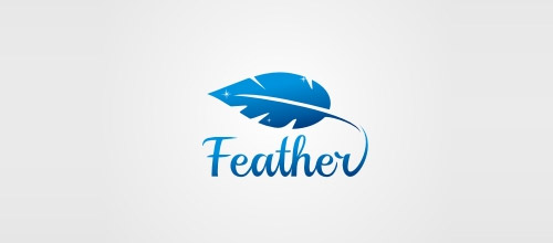 blue feather logo design