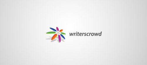 writers crowd feather logo design