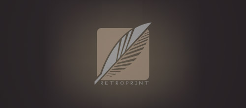 retroprint logo design feather