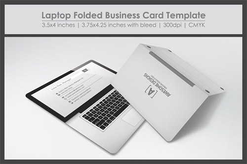laptop folded business card