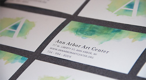 green watercolor business card