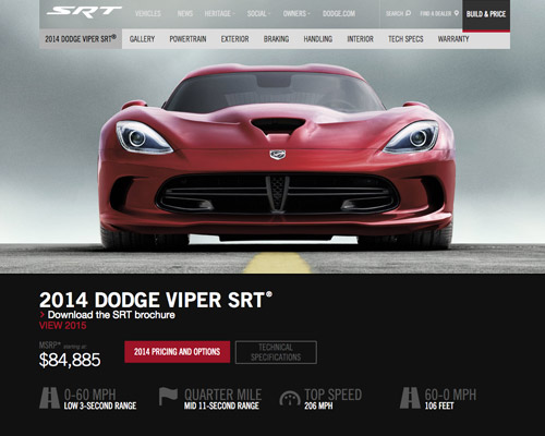 dodge viper car website design