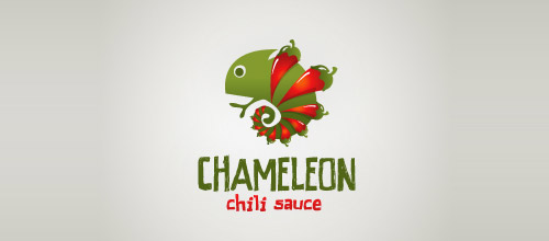 chameleon chili sauce logo design