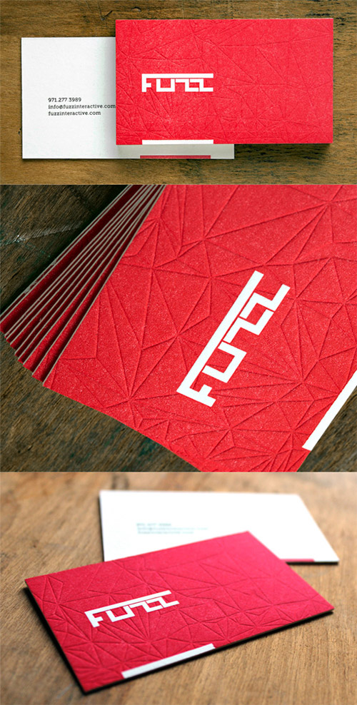 red textured business card
