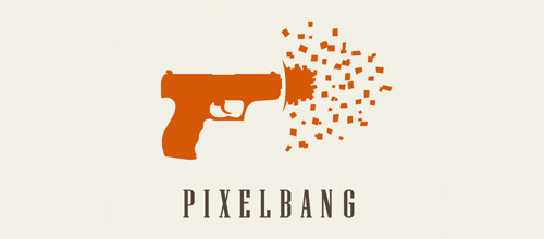 pixel bang logo design gun