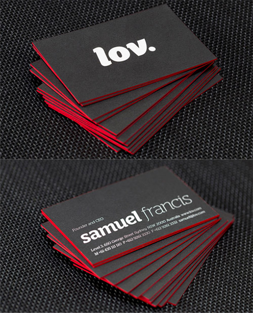 red neon business card design