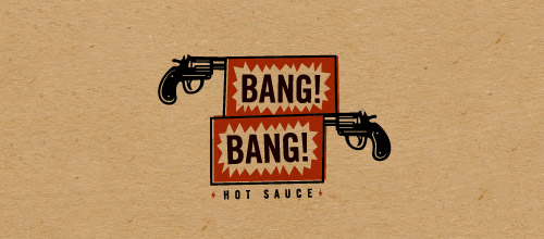bang hot sauce gun logo design