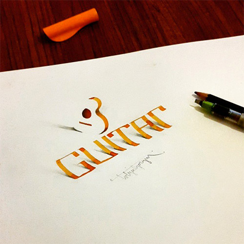 guitar 3D typography girgin