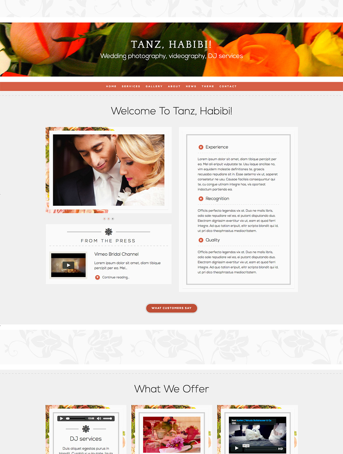 wedding services wordpress theme