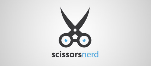 scissors nerd logo design