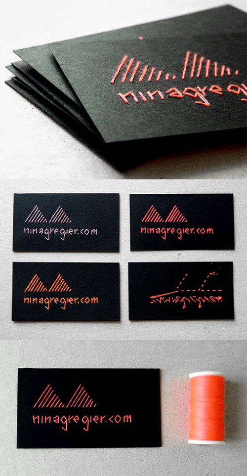 embroided diy business card