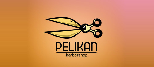 pelican barbershop scissors logo