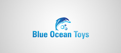 blue ocean dolphin logo design