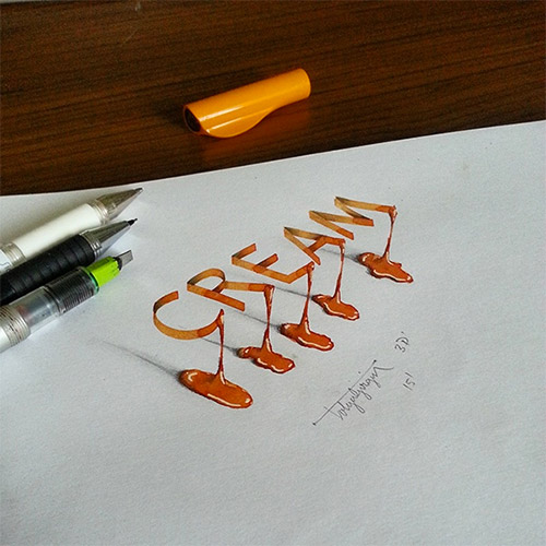 cream 3D typography tolga