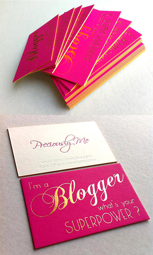 neon pink business card design