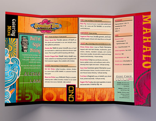 Hawaiian restaurant menu brochure