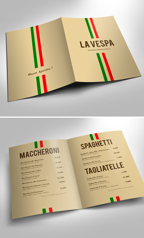 Italian restaurant brochure