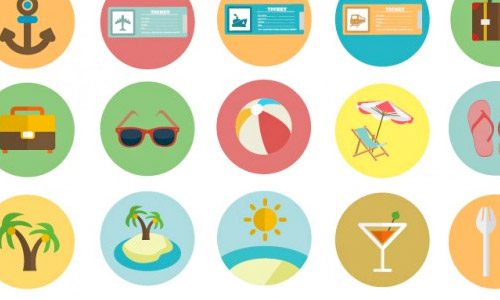 flat summer icons