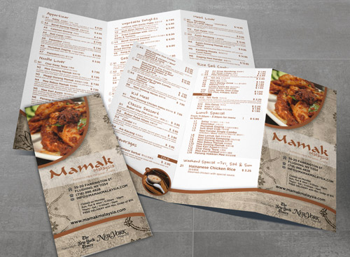 Malaysian restaurant brochure