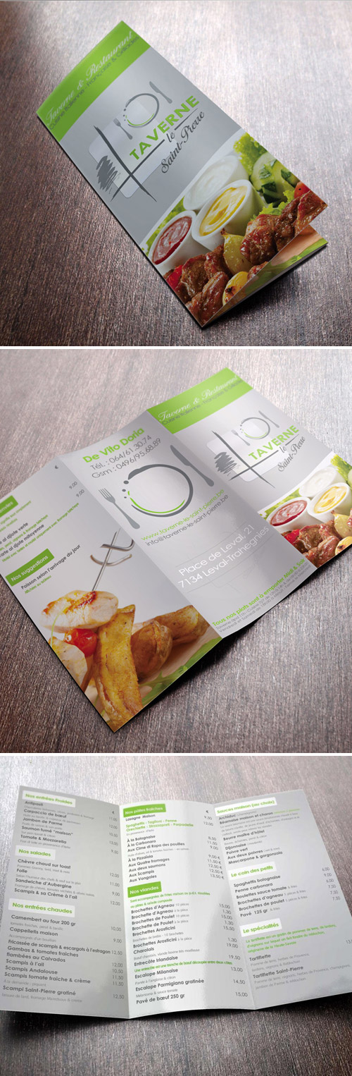 trifold menu brochure