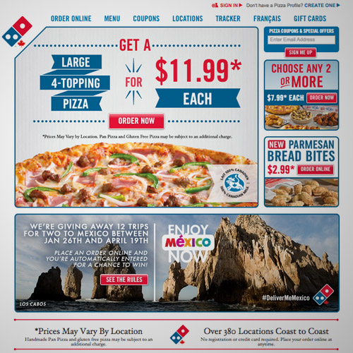 domino pizza website