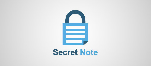 secret note padlock logo design