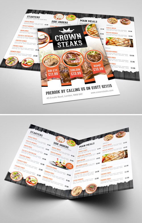 bifold menu brochure