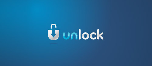 unlock padlock logo design